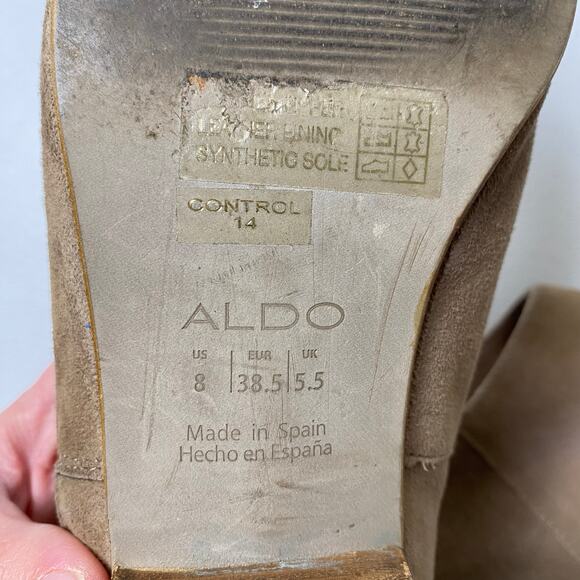 Aldo Size 8 Suede Leather Ankle Boot Made Spain Taupe Brown Booties Neutral Fall - Picture 10 of 16